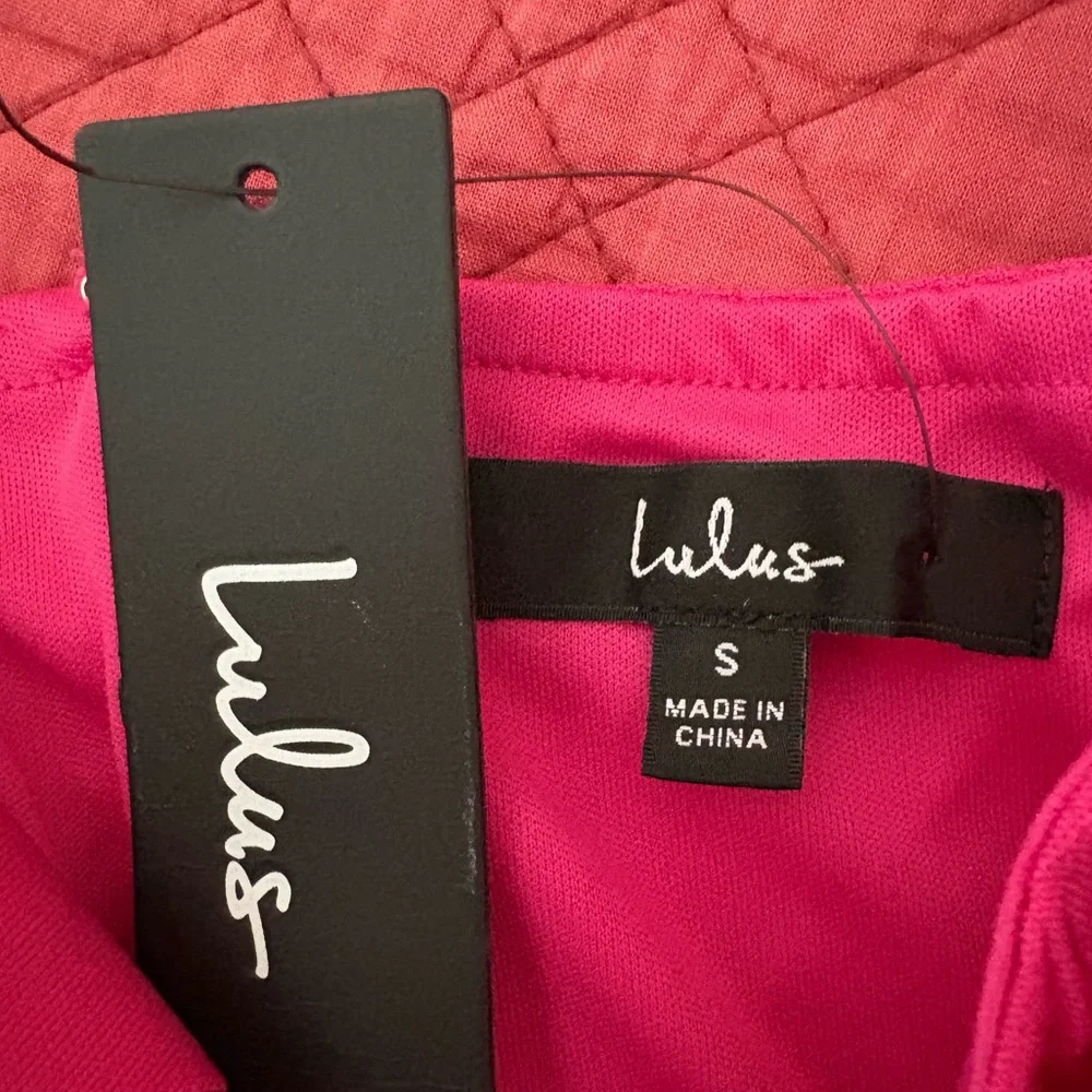 Lulus Gorgeous Vision Magenta Ruffled Faux-wrap Mini Dress Pink - Size S - Picture 4 of 4